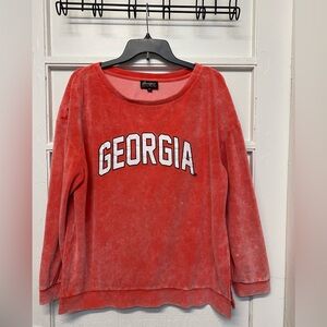 Women’s long sleeves sweatshirt game day couture velour sweatshirt size XL peach